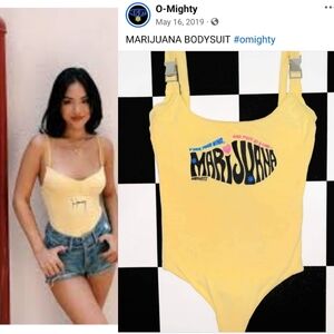 Nwt Omighty butter yellow marijuana bodysuit S